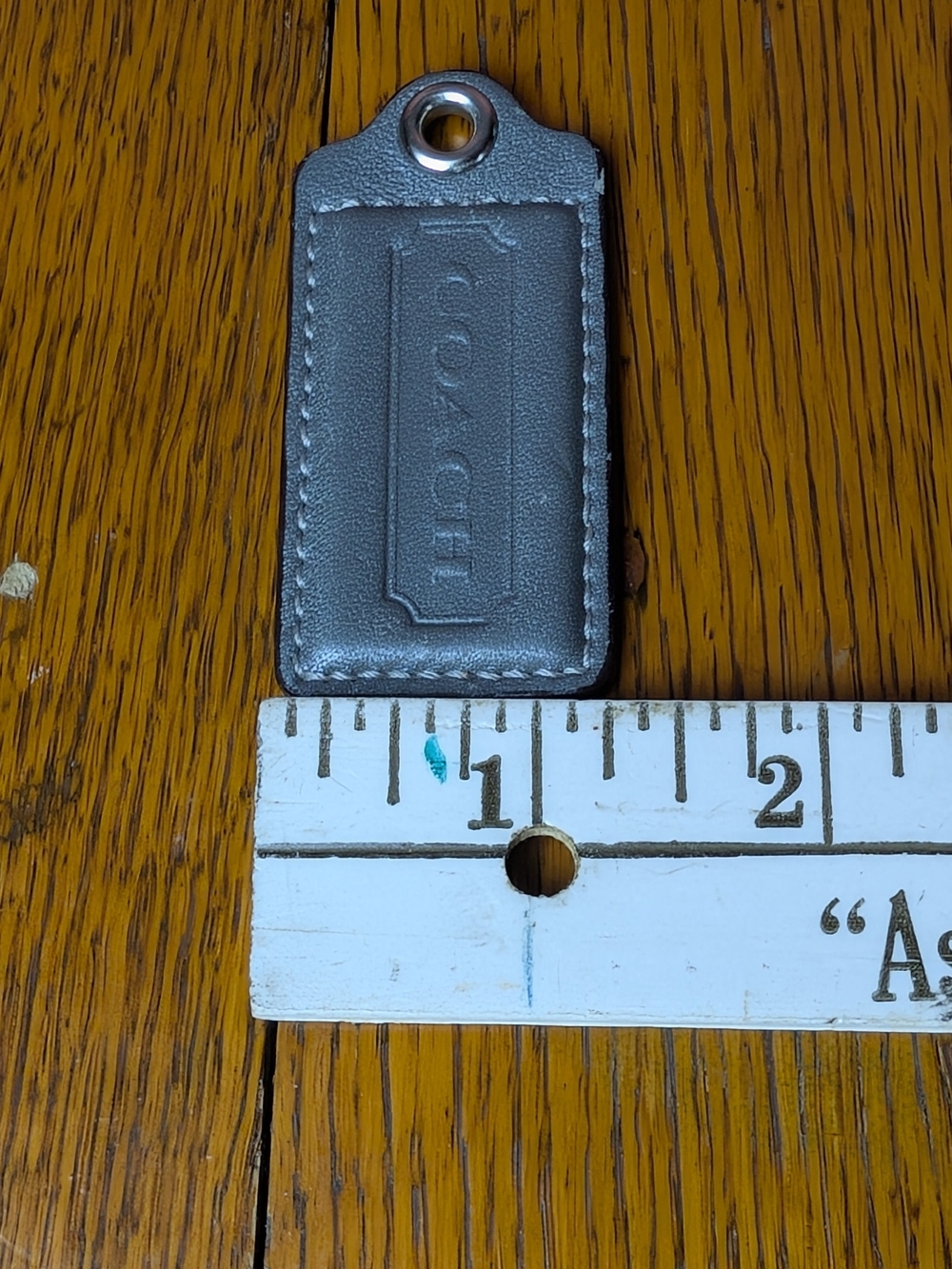 Coach Silver Leather Key Tag with Metal Eyelet - Picture 6 of 6